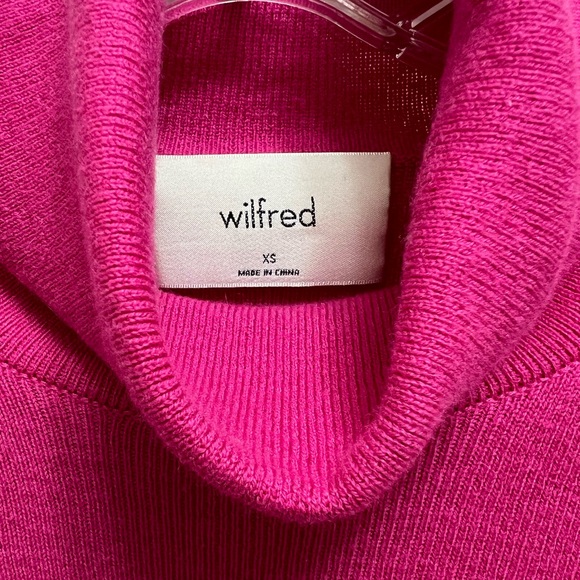 Wilfred Aritzia Rebecca Turtleneck Cropped Sweater Merino Wool Cotton Vital Pink - Picture 6 of 6